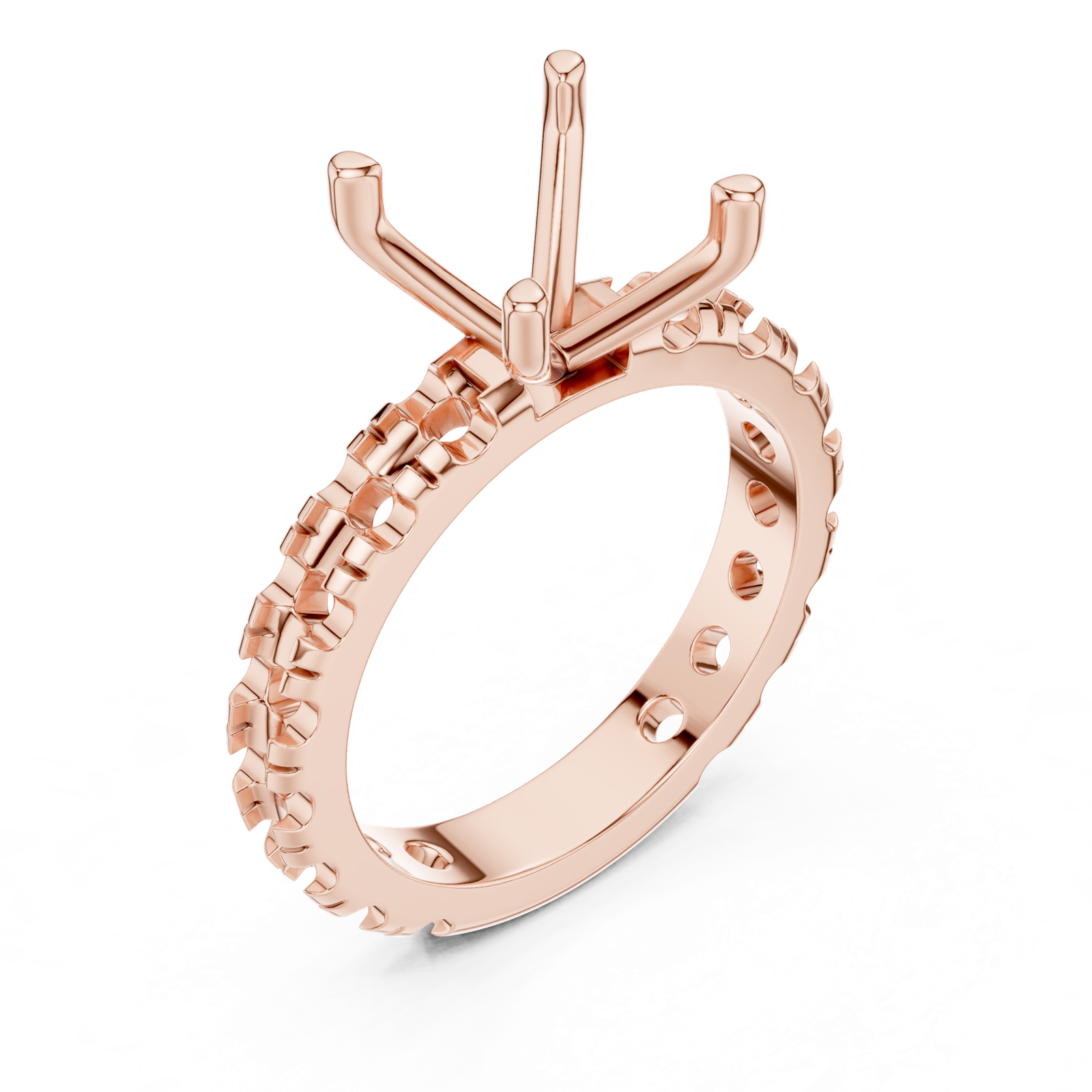 Gold Jewelry, Cushion center stone, Rose Gold, view 2