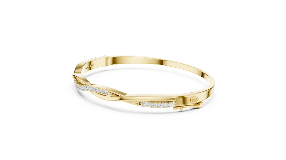 14K Solid Gold Lab Diamond Bracelet, Yellow Gold, view 1
