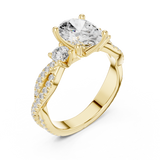 Gold Ring DDLR-281, Oval center stone, Yellow Gold, view 2