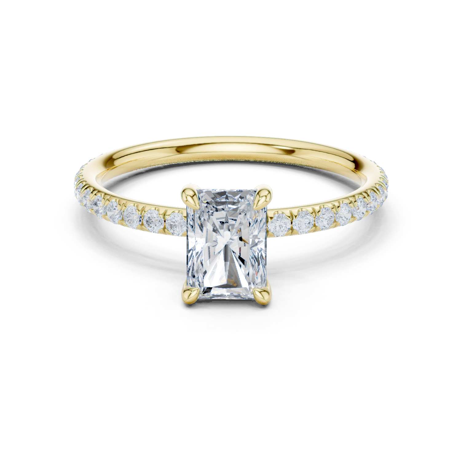 Gold Jewelry L36-15, Radiant center stone, Yellow Gold