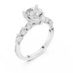 Gold Ring DDLR-168, Pear center stone, White Gold, view 2