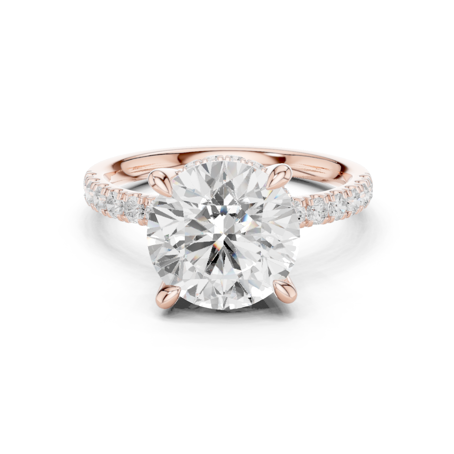 Gold Ring DDLR-259, Round center stone, Rose Gold