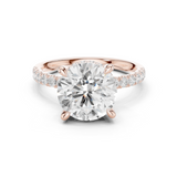 Gold Ring DDLR-259, Round center stone, Rose Gold