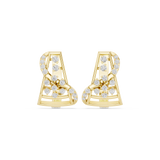 14K Solid Gold Lab Diamond Cluster Earrings, Yellow Gold