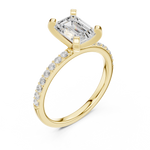 Gold Ring DDLR-040, Emerald center stone, Yellow Gold, view 2