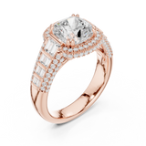 Gold Ring, Cushion center stone, Rose Gold, view 2