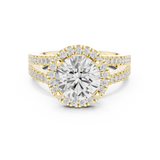 Gold Ring DDLR-350, Round center stone, Yellow Gold, view 4