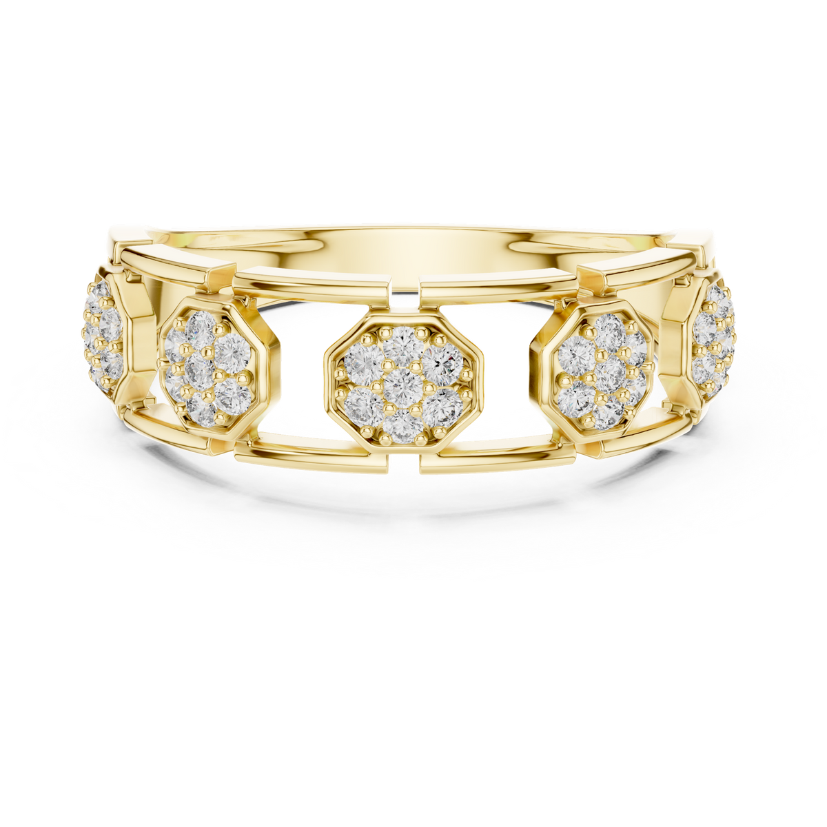 14K Solid Gold Lab Diamond Eternity Ring, Yellow Gold