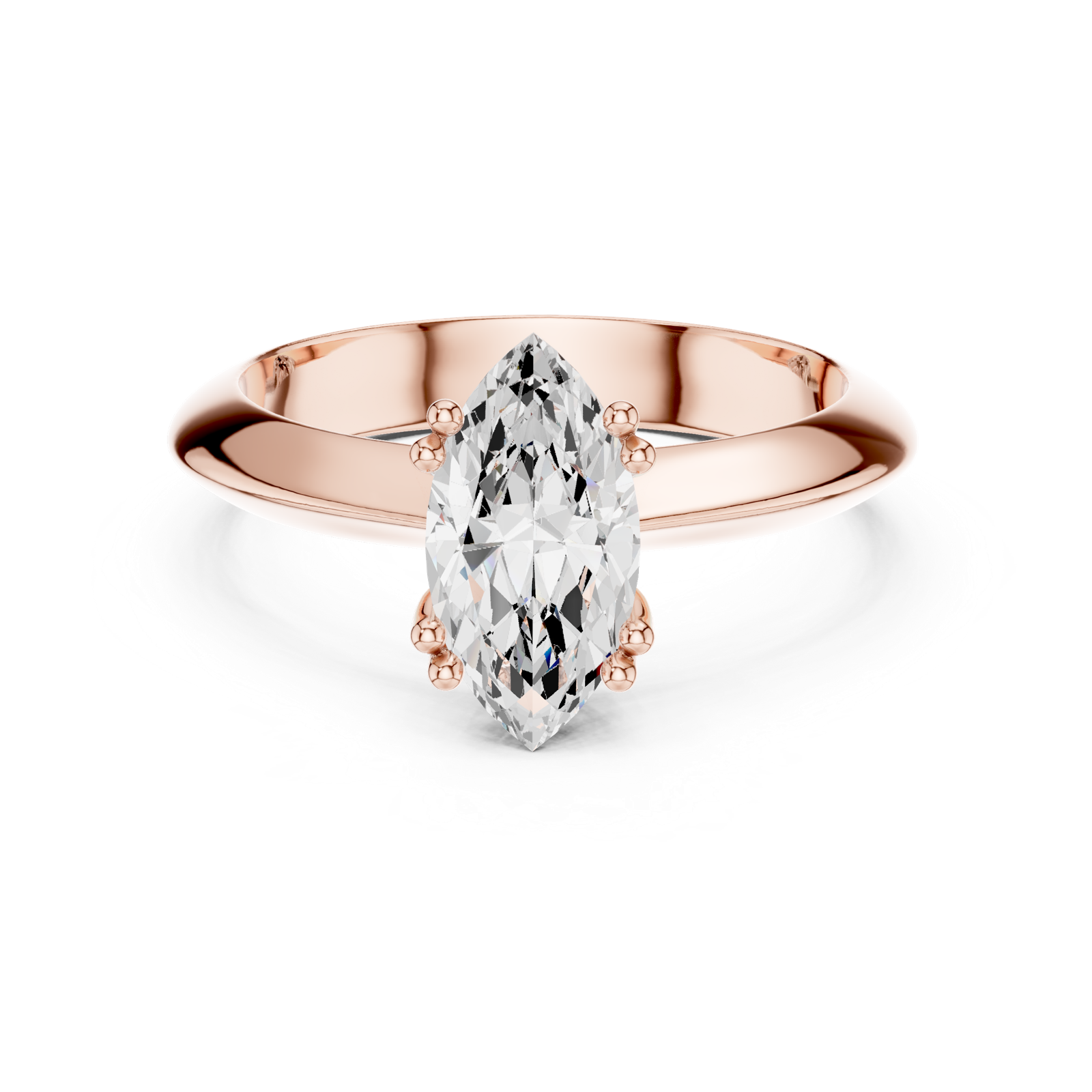 Gold Jewelry L36-8, Marquise center stone, Rose Gold, view 4