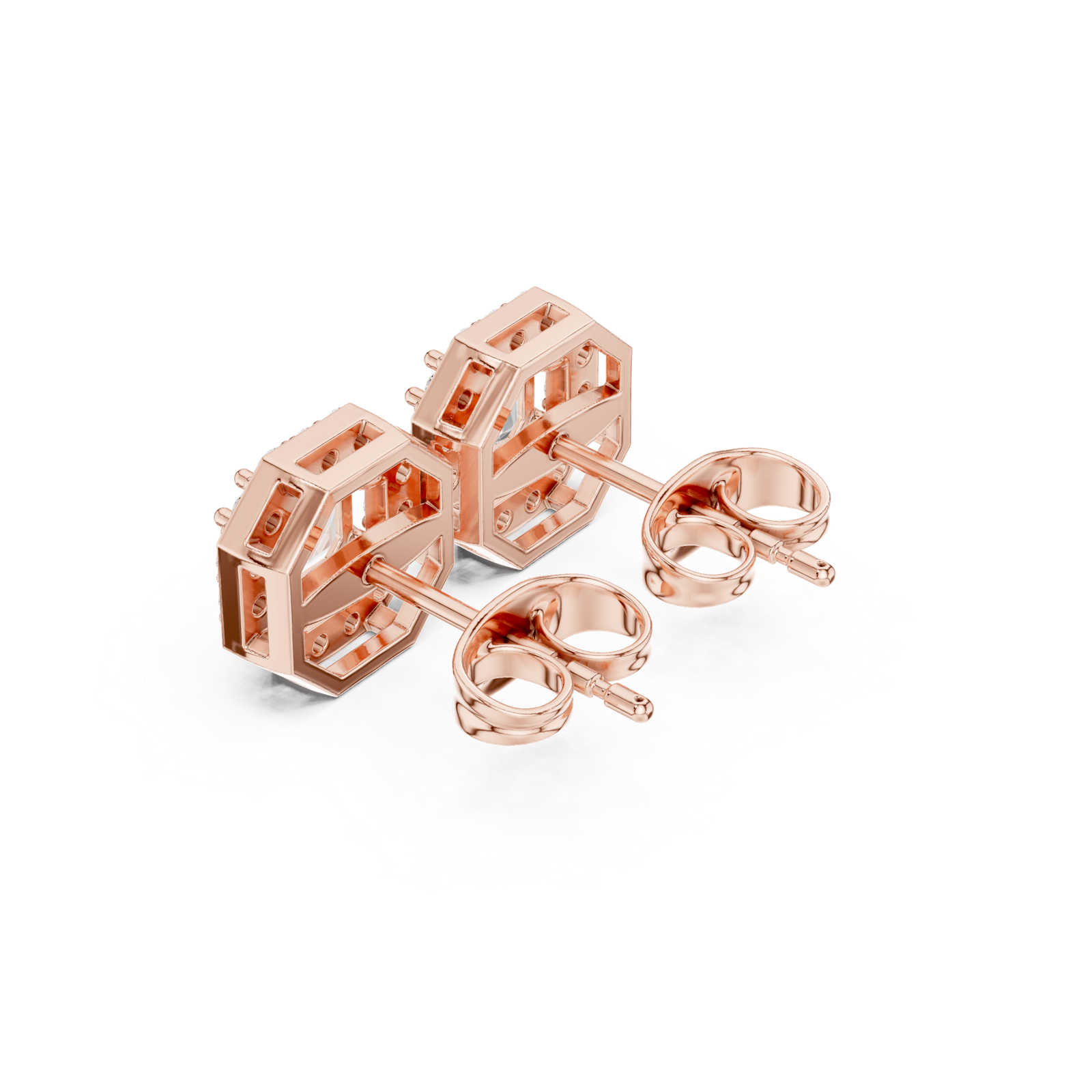 Gold Earrings ALJER-493, Rose Gold, view 2