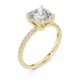 Gold Jewelry, Cushion center stone, Yellow Gold, view 2