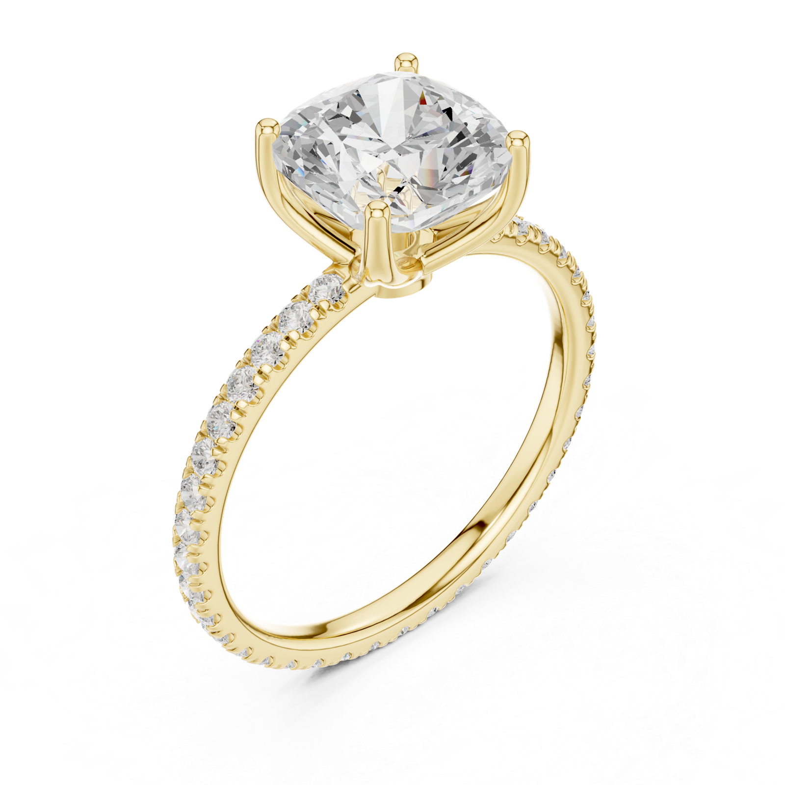 Gold Jewelry, Cushion center stone, Yellow Gold, view 2