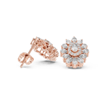 14K Solid Gold Lab Diamond Flower Cluster Earrings, Rose Gold, view 1