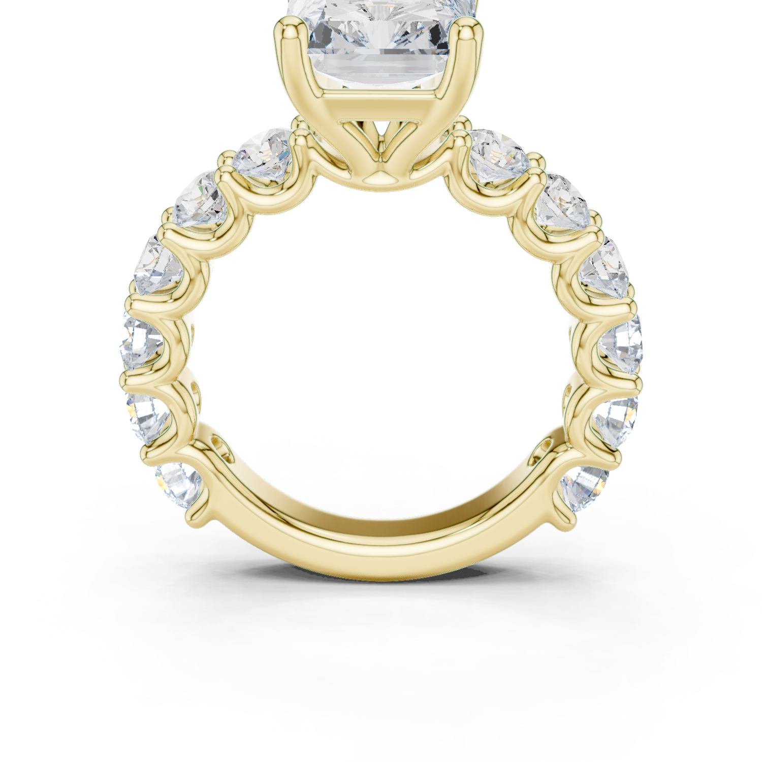 Gold Ring DDLR-087, Radiant center stone, Yellow Gold