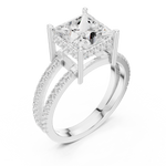 Gold Jewelry L36-13, Princess center stone, White Gold, view 2