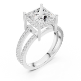 Gold Jewelry L36-13, Princess center stone, White Gold, view 2