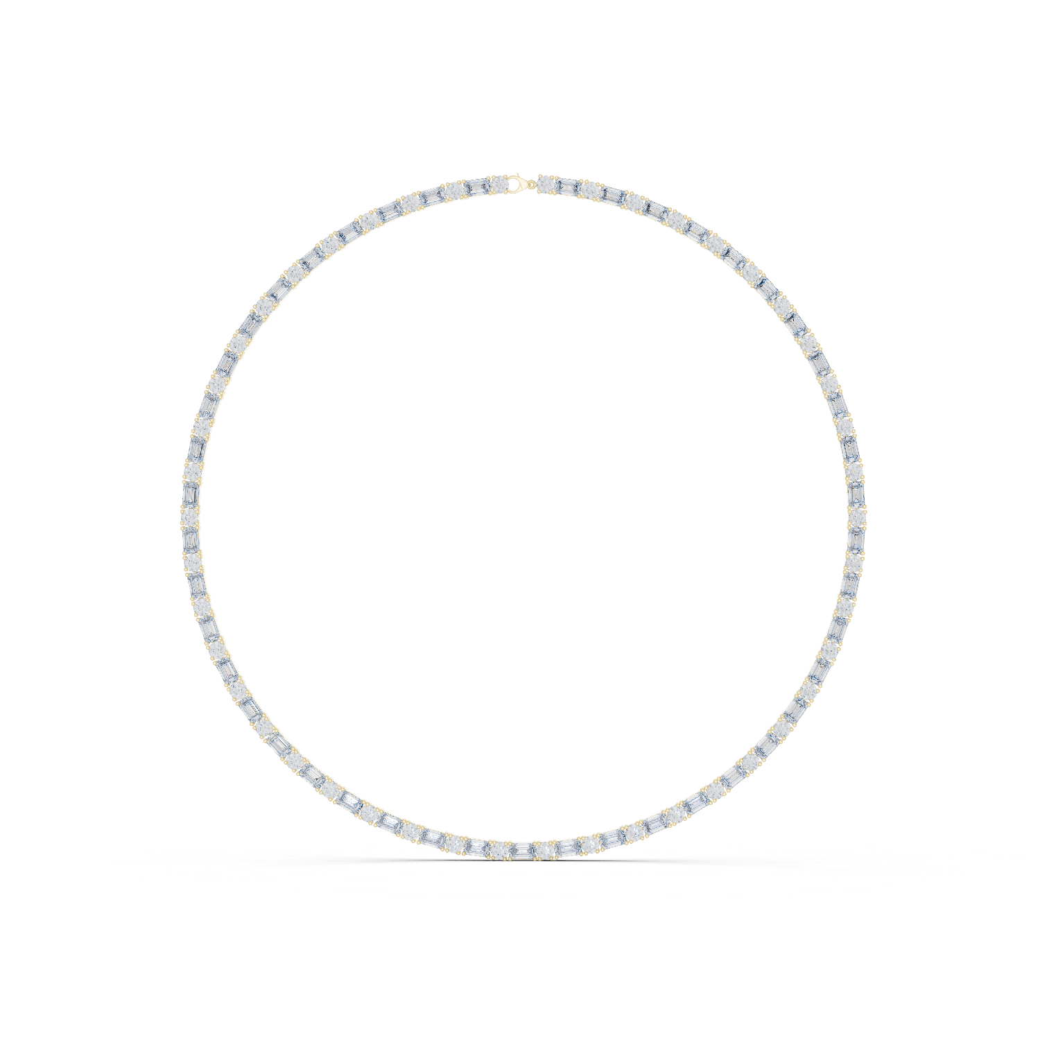14K Solid Gold Lab Diamond Tennis Necklace, Yellow Gold