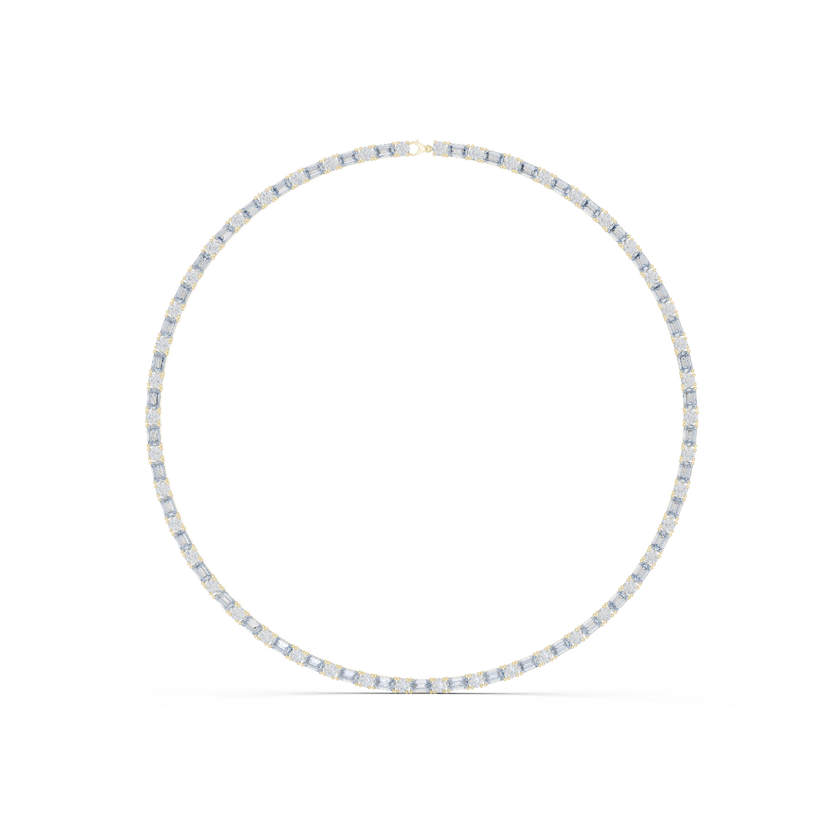 14K Solid Gold Lab Diamond Tennis Necklace, Yellow Gold