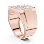 14K Solid Gold Lab Diamond Halo Ring, Rose Gold, view 1