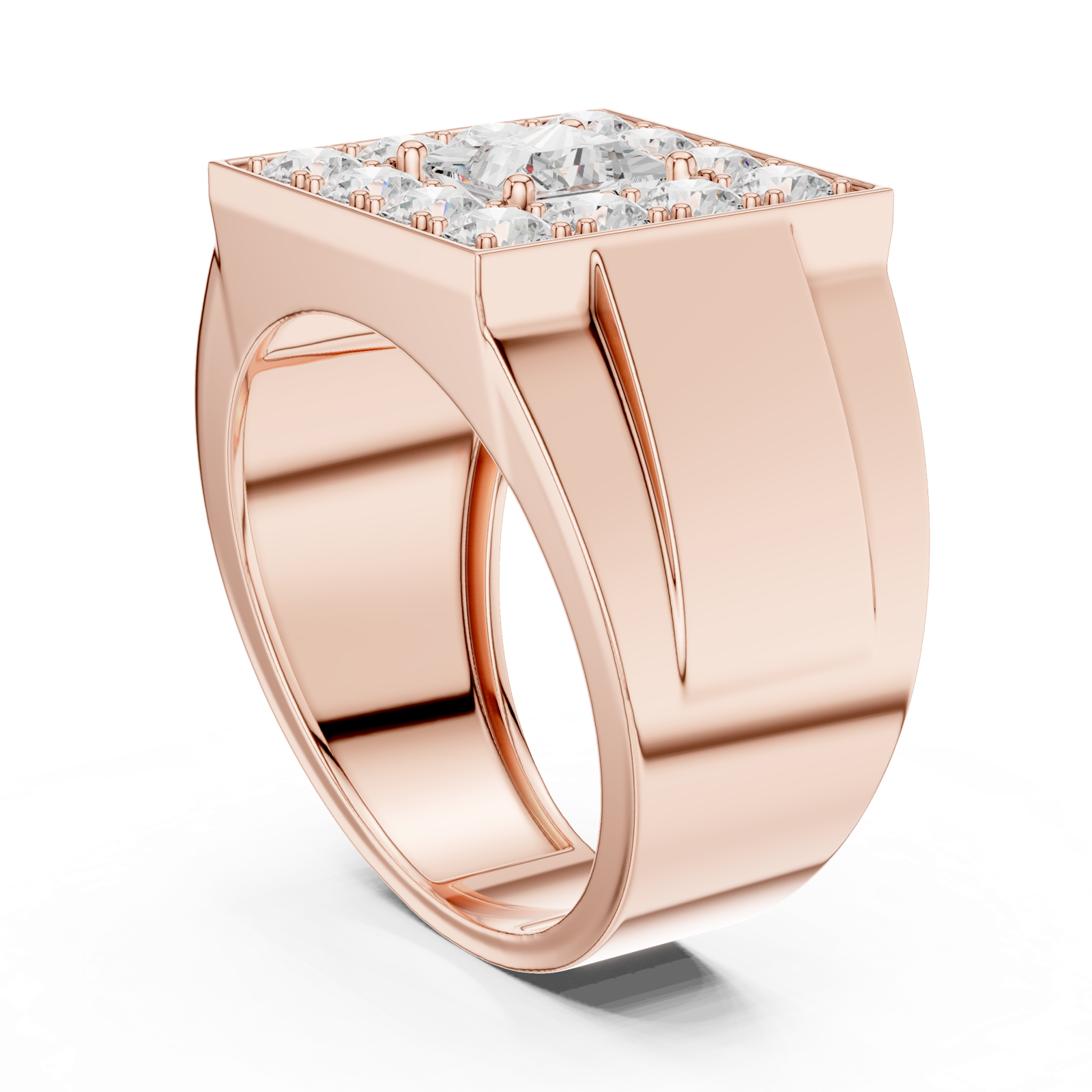 14K Solid Gold Lab Diamond Halo Ring, Rose Gold, view 1