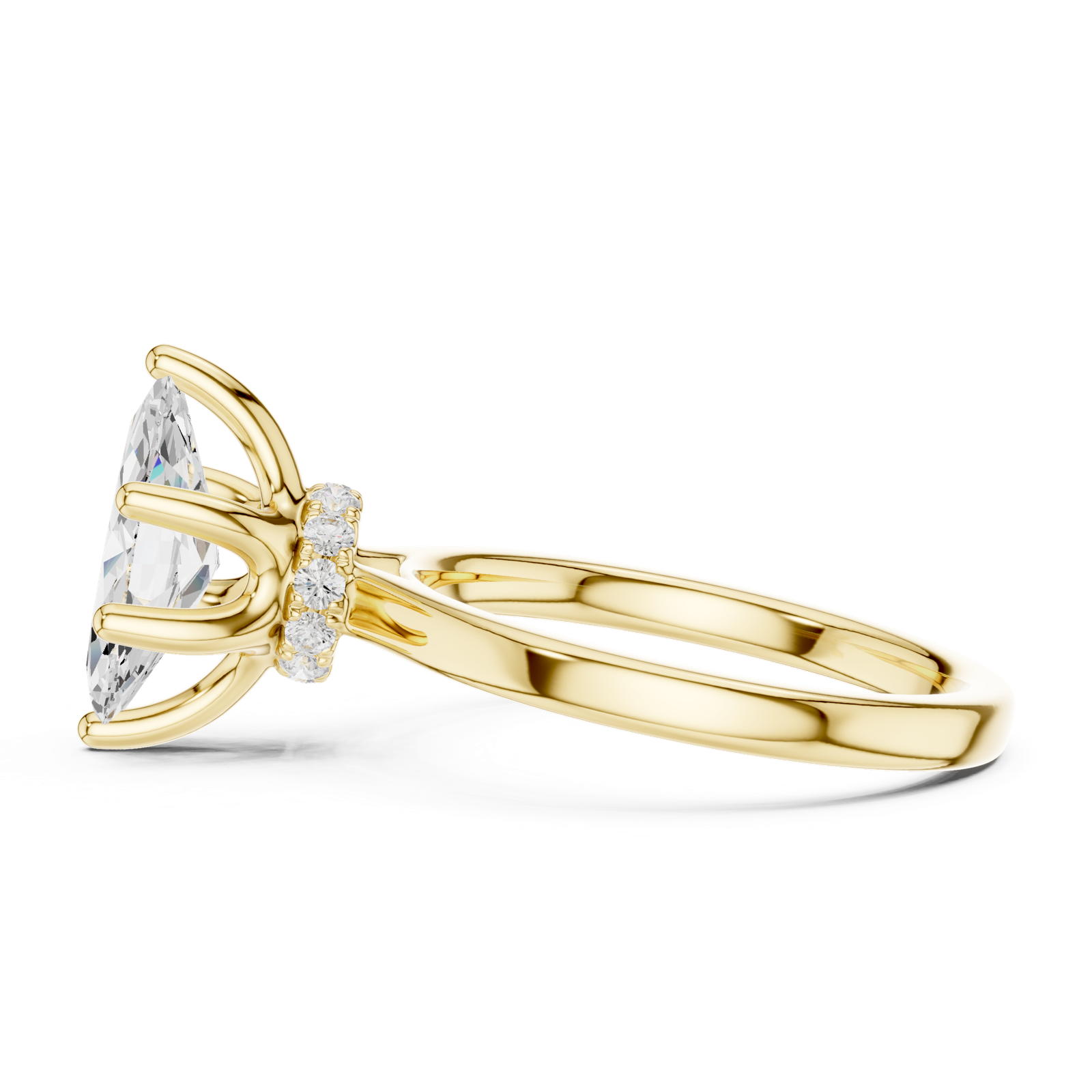 Gold Ring DDLR-176, Marquise center stone, Yellow Gold, view 3