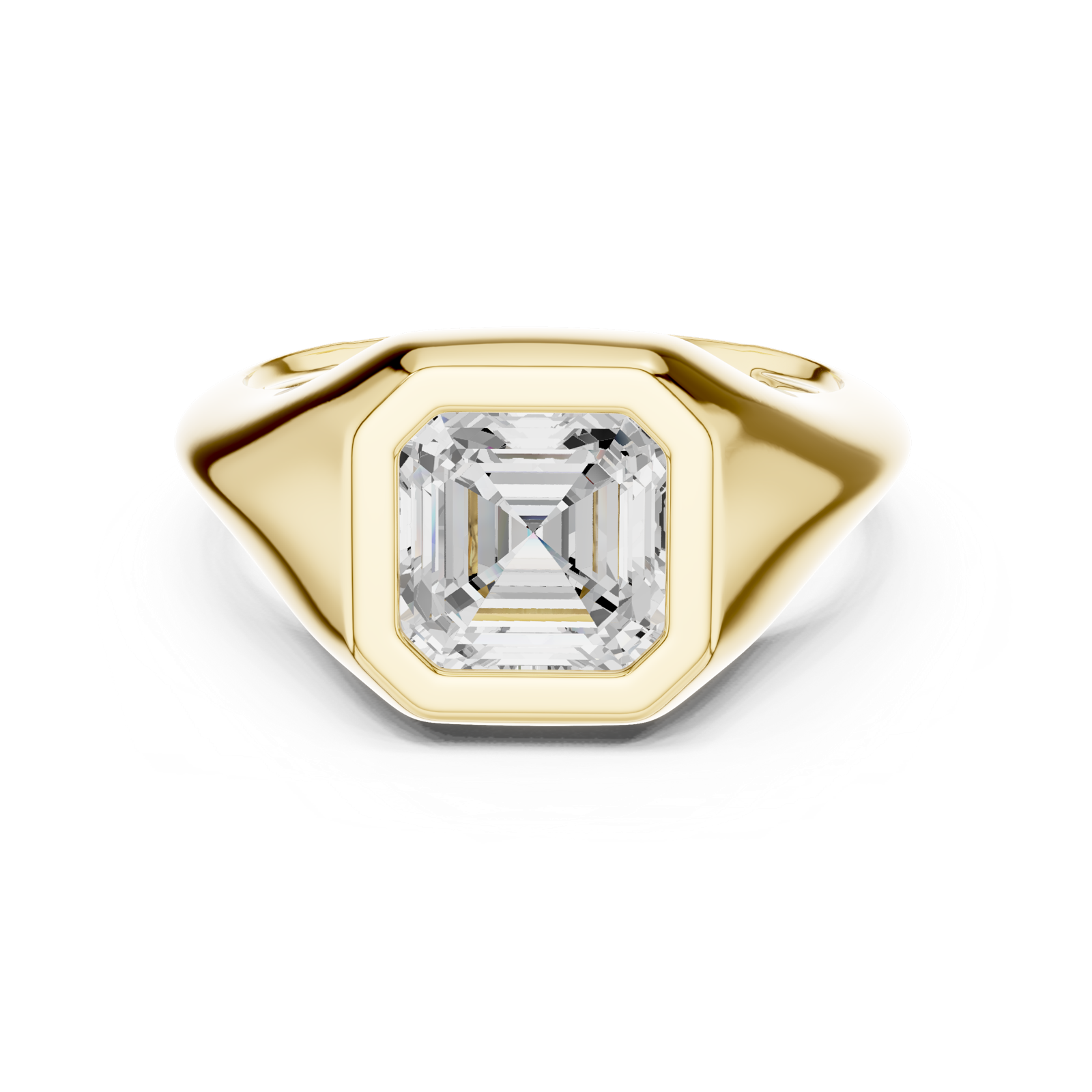 Gold Jewelry L36-4, Asscher center stone, Yellow Gold, view 4