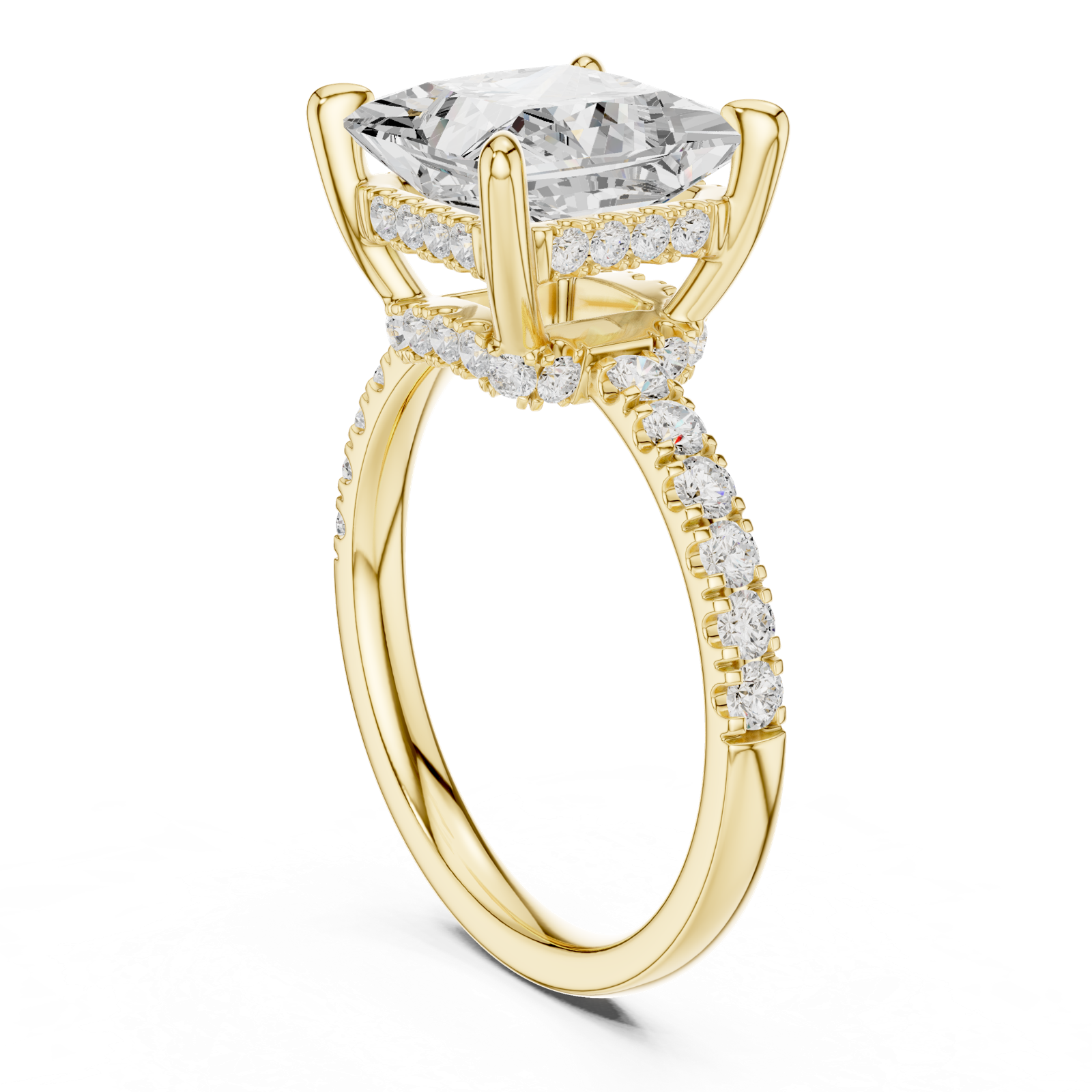 Gold Ring DDLR-259, Princess center stone, Yellow Gold, view 1