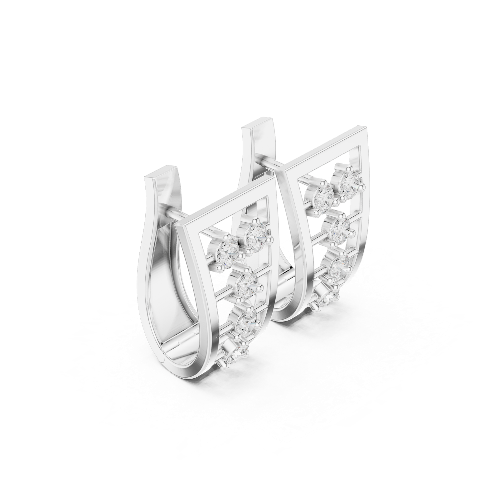 14K Solid Gold Lab Diamond Cluster Earrings, White Gold, view 1