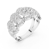 14K Solid Gold Lab Diamond Three-Stone Ring, White Gold, view 2