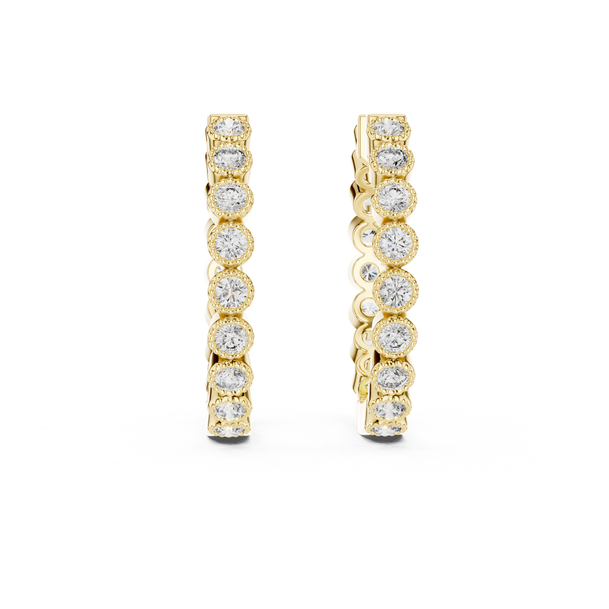 14K Solid Gold Lab Diamond Huggie Earrings, Yellow Gold