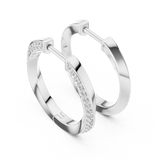 14K Solid Gold Lab Diamond Huggie Earrings, White Gold, view 2