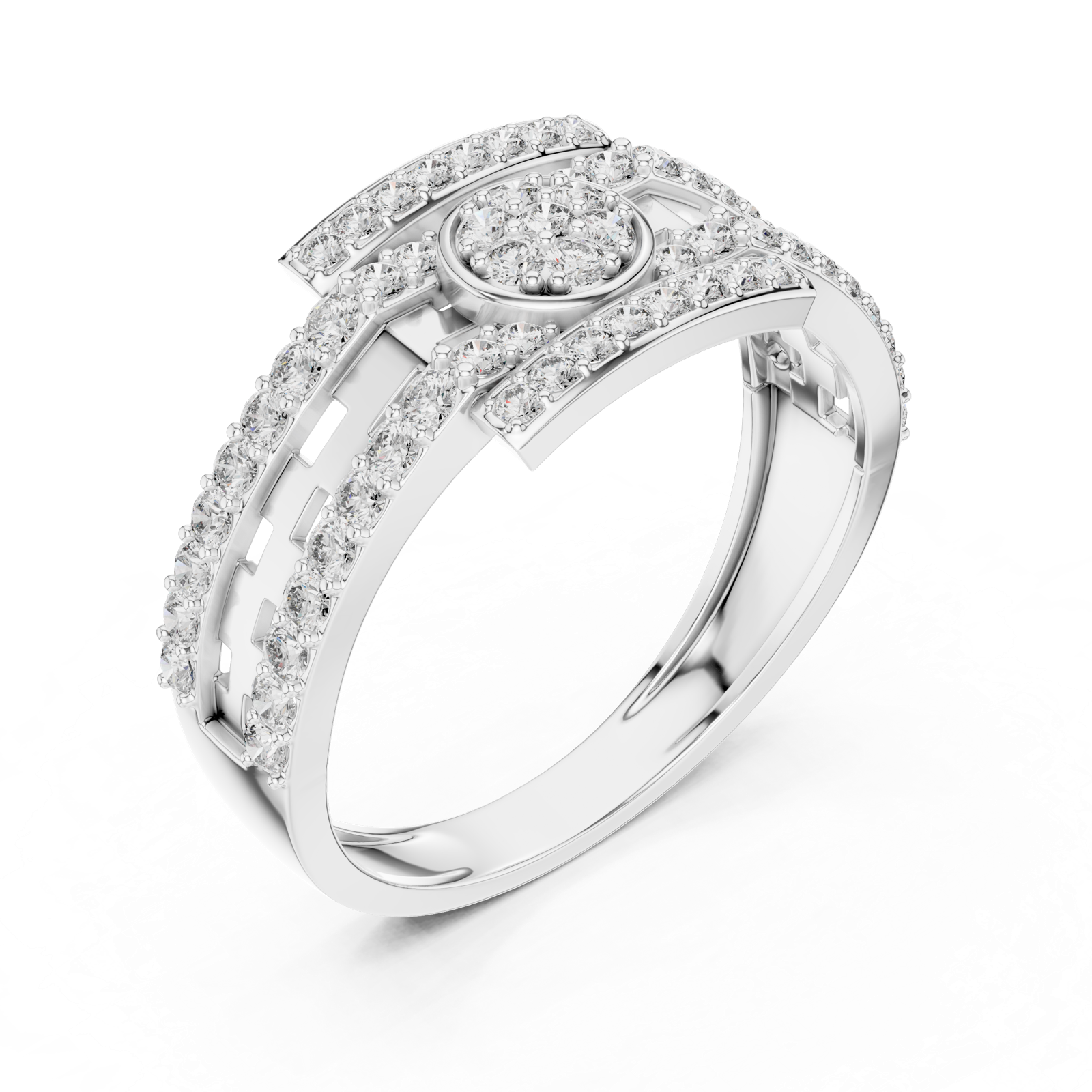 Gold Ring LR-01 (18), White Gold, view 2