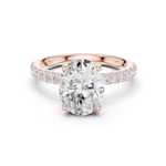 Gold Ring DDLR-161, Oval center stone, Rose Gold