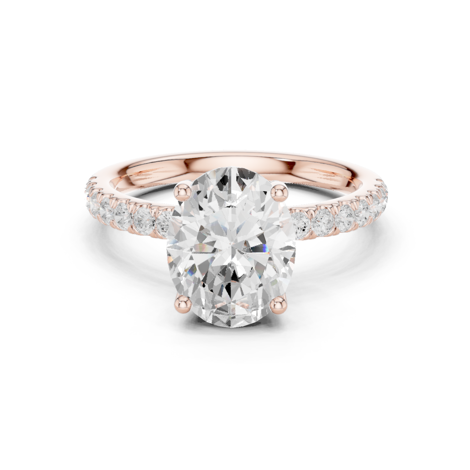 Gold Ring DDLR-161, Oval center stone, Rose Gold