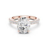 Gold Ring DDLR-161, Oval center stone, Rose Gold