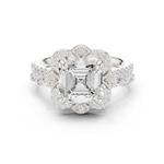 Gold Ring, Asscher center stone, White Gold