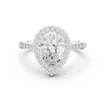 Gold Ring DDLR-349, Pear center stone, White Gold