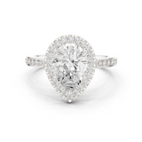 Gold Ring DDLR-349, Pear center stone, White Gold