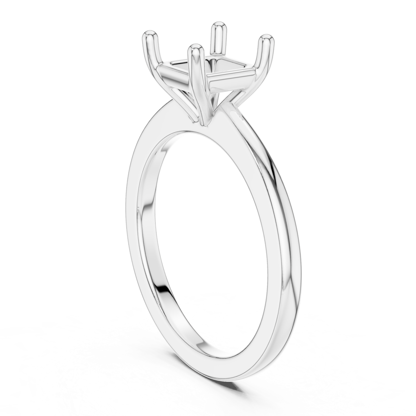 Gold Ring DDLR-032, Asscher center stone, White Gold, view 1