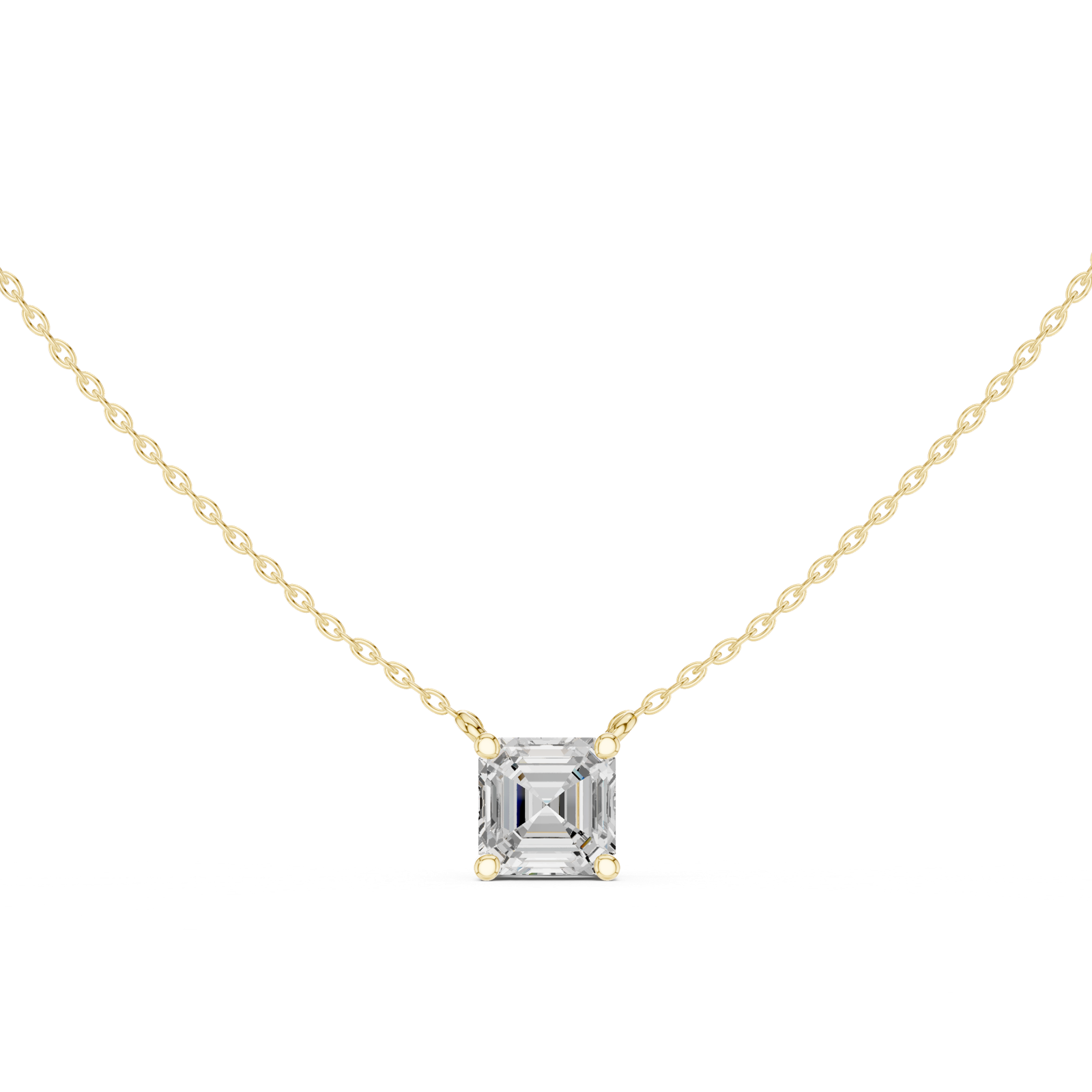 Gold Jewelry, Asscher center stone, Yellow Gold, view 4
