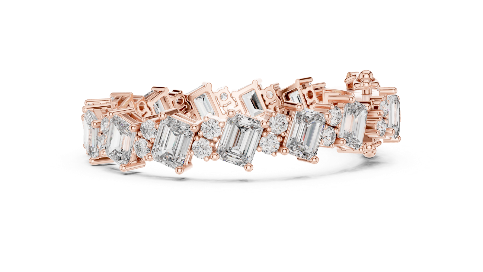 14K Solid Gold Lab Diamond Bracelet, Rose Gold, view 3