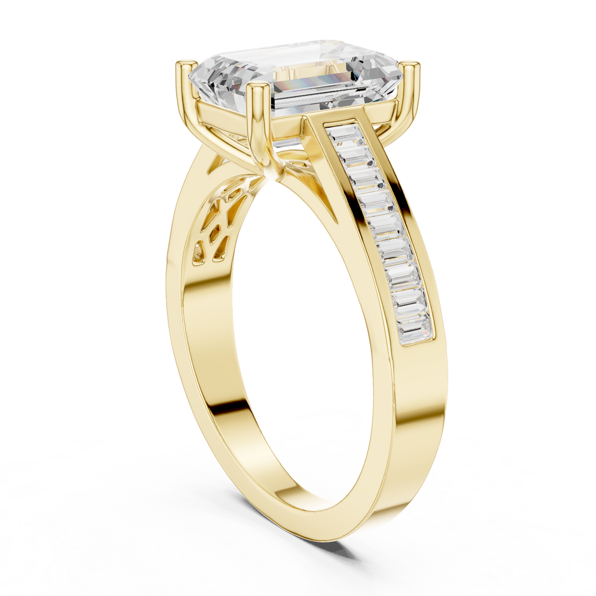 14K Solid Gold Lab Diamond Solitaire Ring, Yellow Gold, view 1