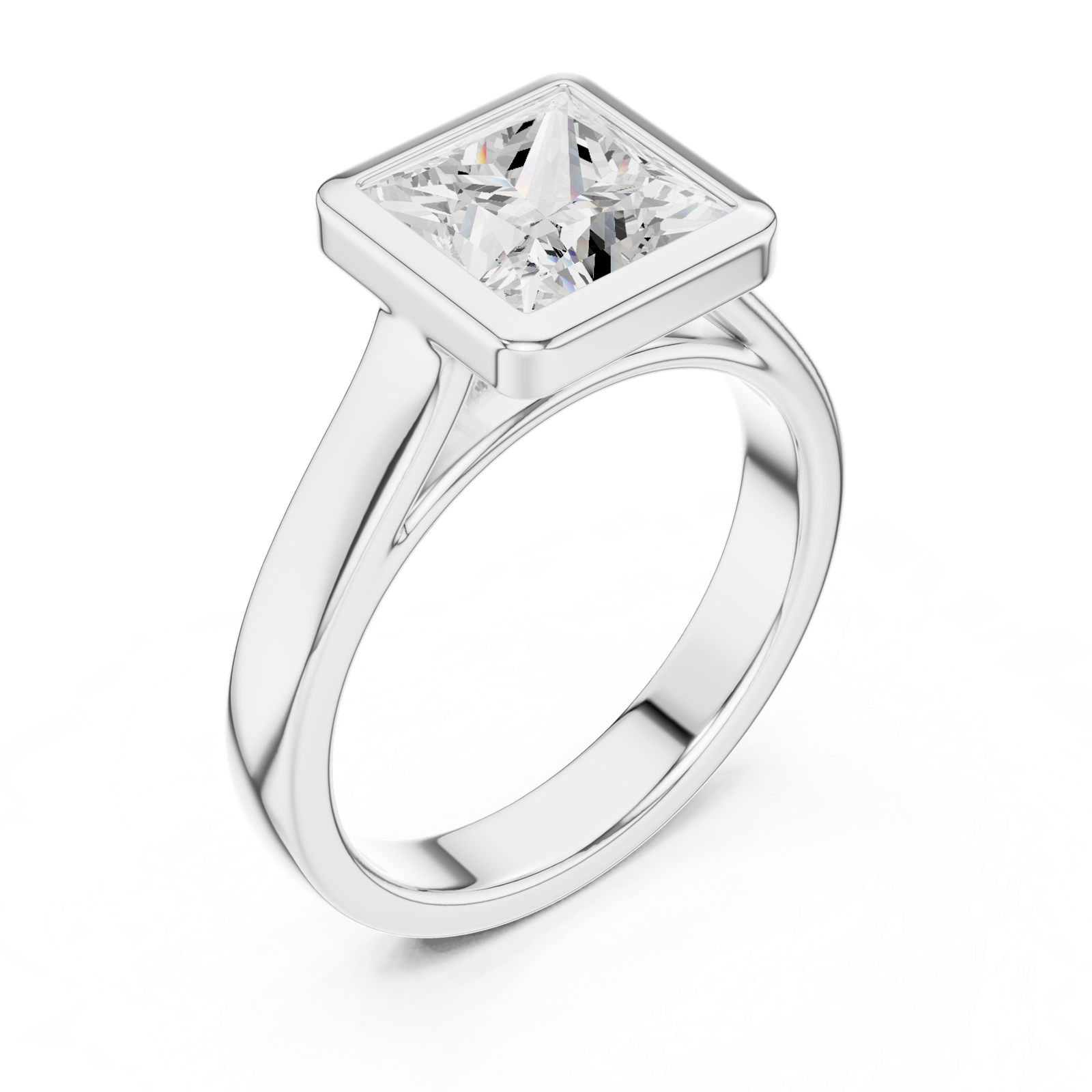 Gold Jewelry L36-3, Princess center stone, White Gold, view 2