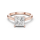 Gold Ring DDLR-163, Princess center stone, Rose Gold