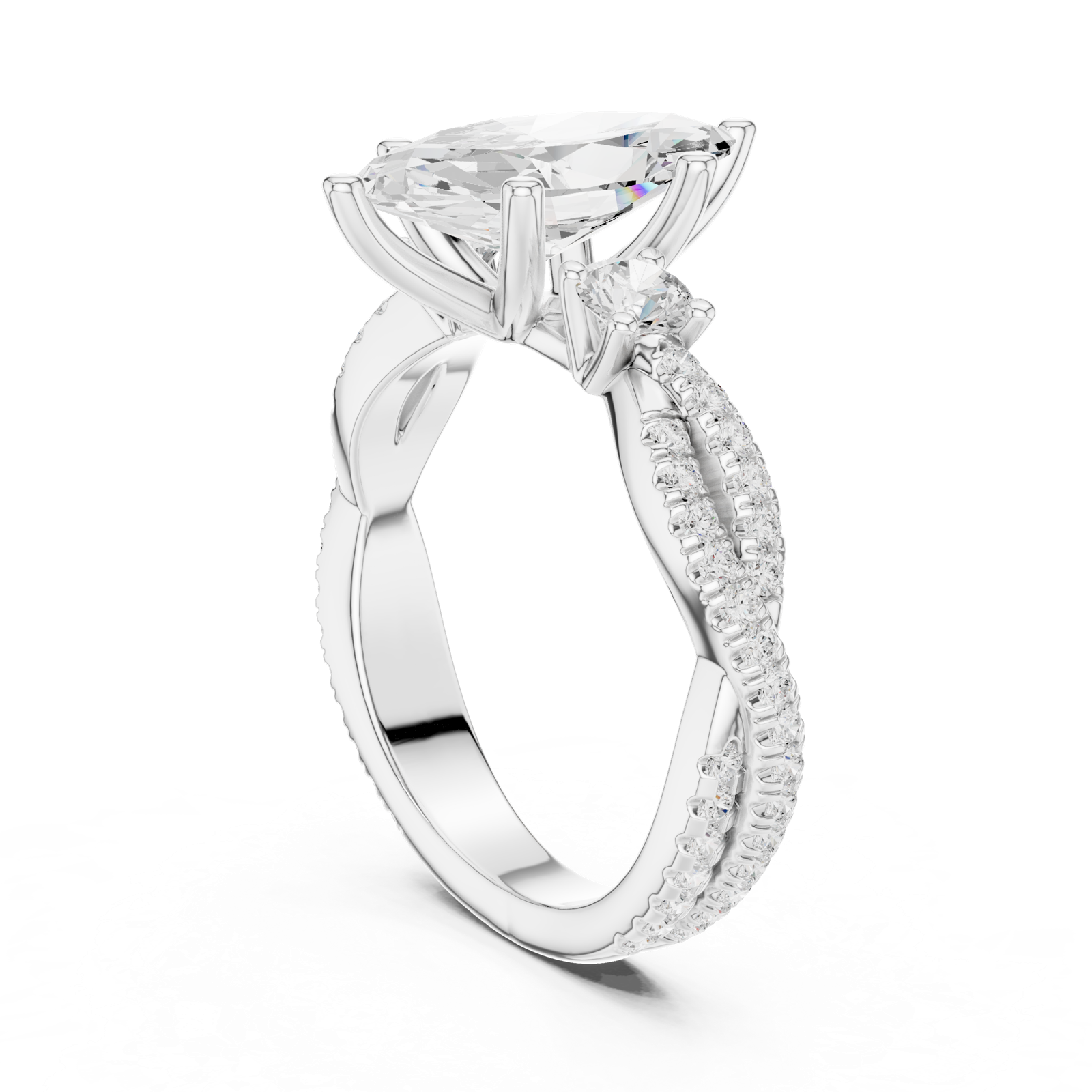 Gold Ring DDLR-1035, White Gold, view 1
