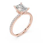 Gold Ring, Emerald center stone, Rose Gold, view 2