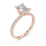 Gold Ring, Emerald center stone, Rose Gold, view 2