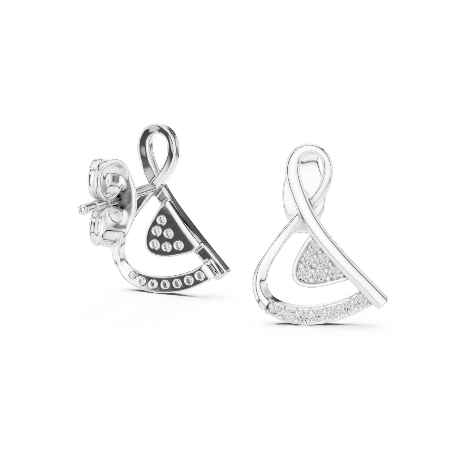 Gold Earrings 12-10028@E, White Gold, view 1