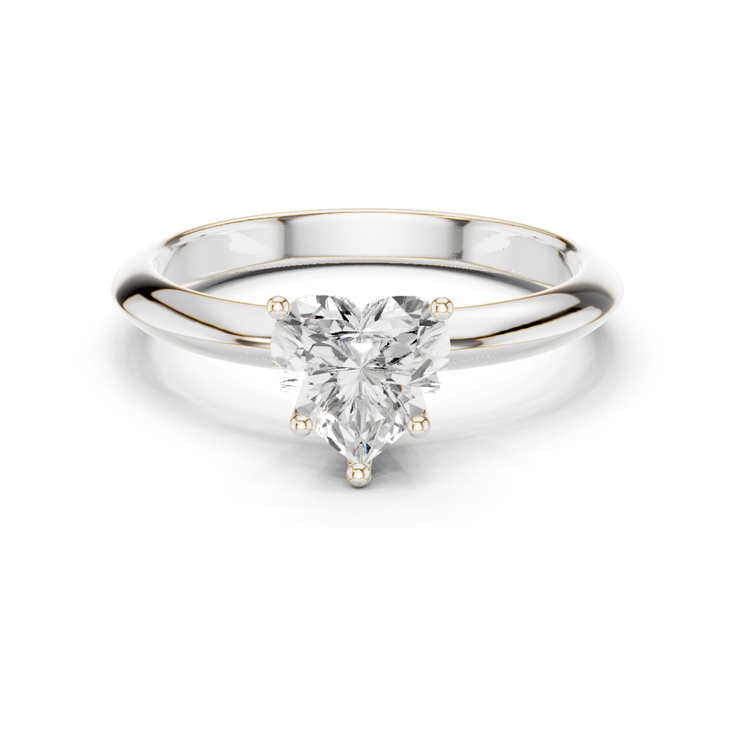 Gold Jewelry L36-6, Heart center stone, White Gold