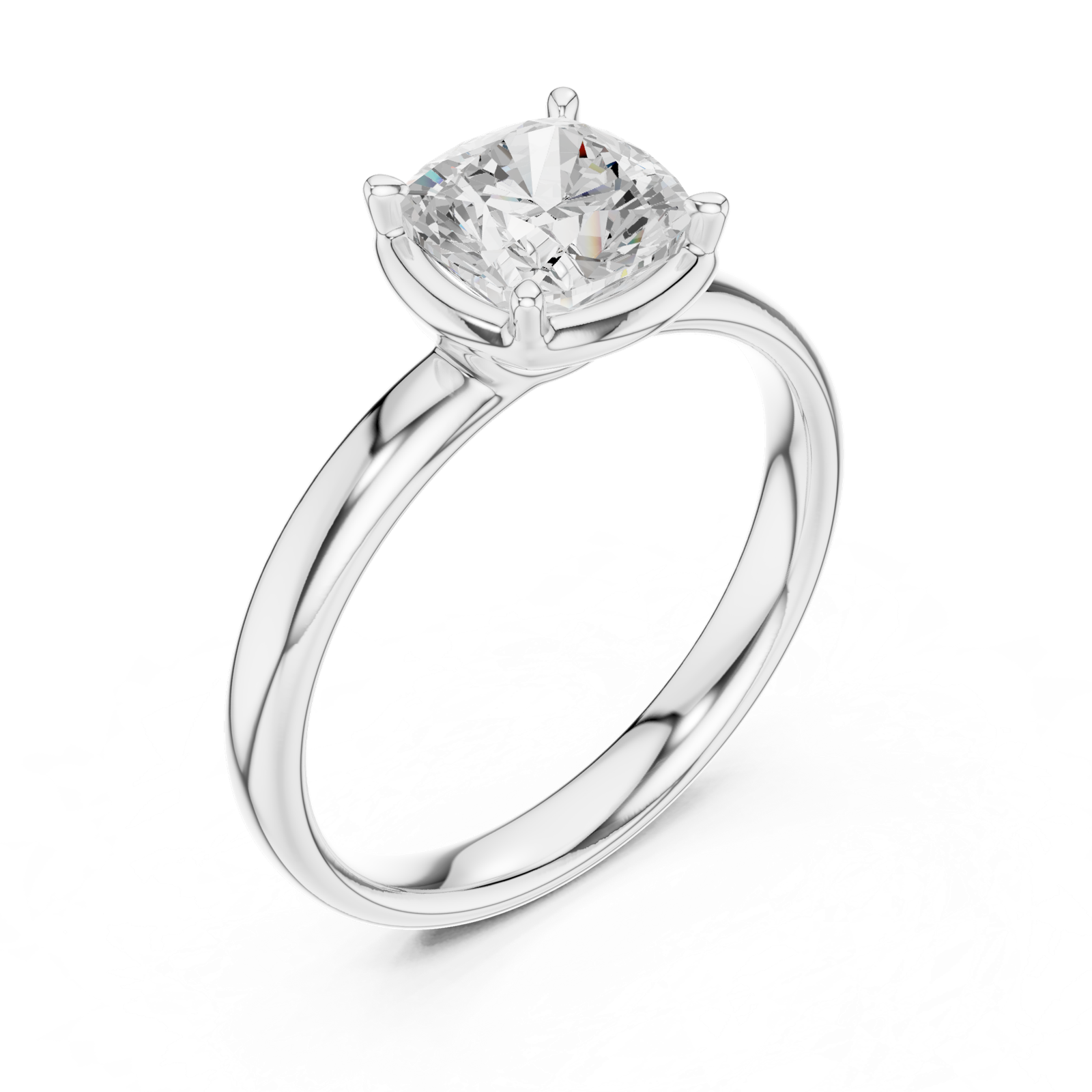Gold Jewelry, Cushion center stone, White Gold, view 2